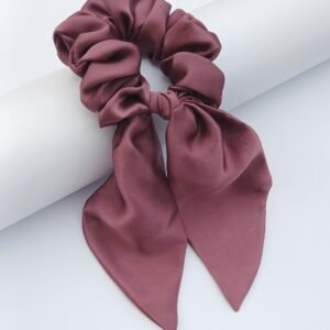 Handmade Mauve Taupe Silk Tail Scrunchie
