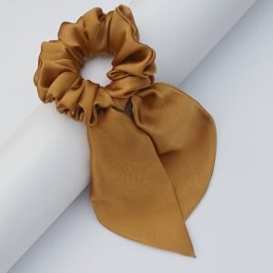 Handmade Bronze Gold Silk Tail Scrunchie
