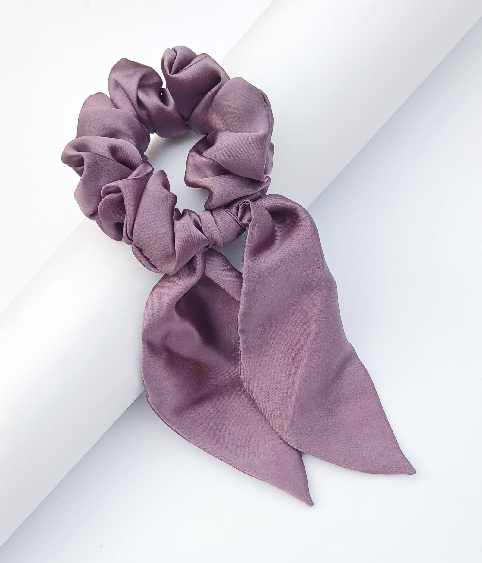 Handmade French Lilac Silk Tail Scrunchie