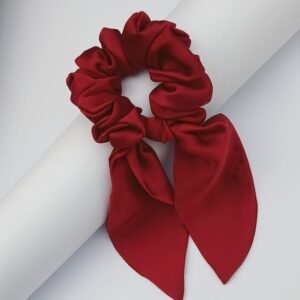 Handmade Maroon Silk Tail Scrunchie