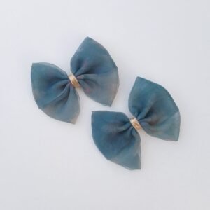 Handmade Peacock Green Tissue Fabric Pins (Set of 2)
