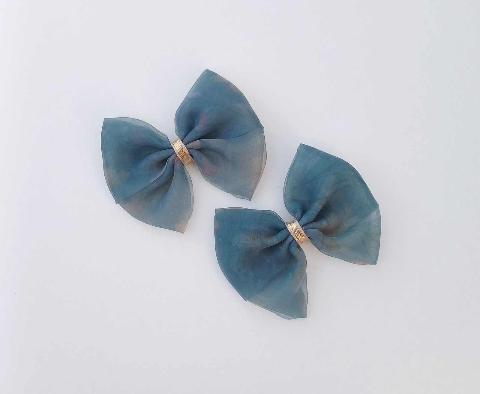 Handmade Peacock Green Tissue Fabric Pins (Set of 2)