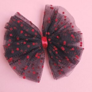 Handmade net fancy black bow pin