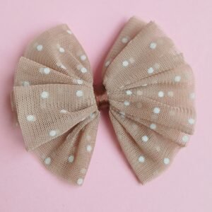 Handmade net fancy light brown bow pin