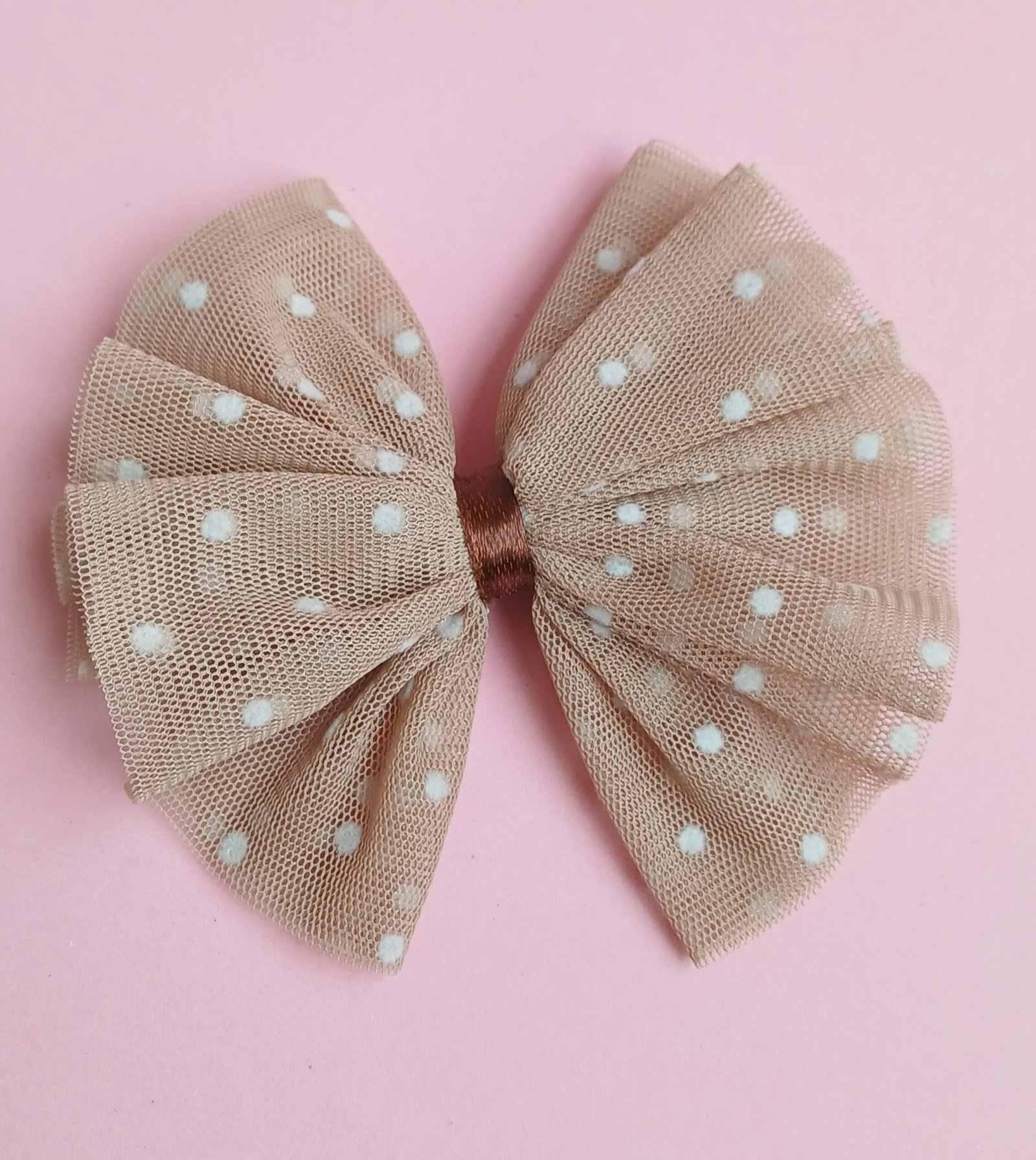 Handmade net fancy light brown bow pin