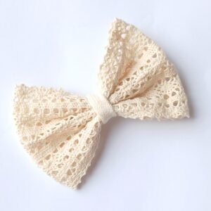 Handmade Cream Crochet Lace Bow Pin