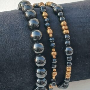 Handmade Black and Gold Bracelet
