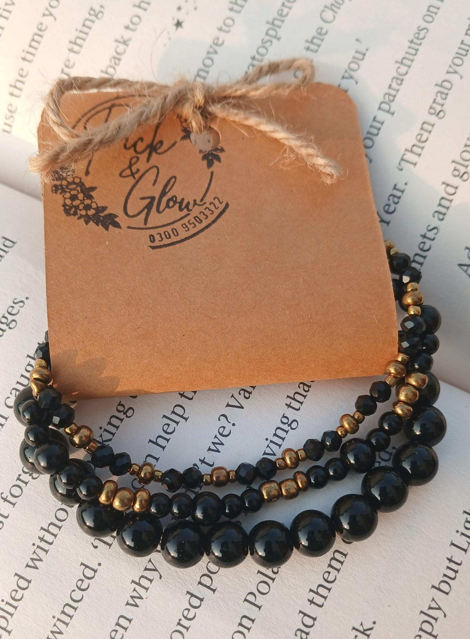 Handmade Black and Gold Bracelet - Image 2
