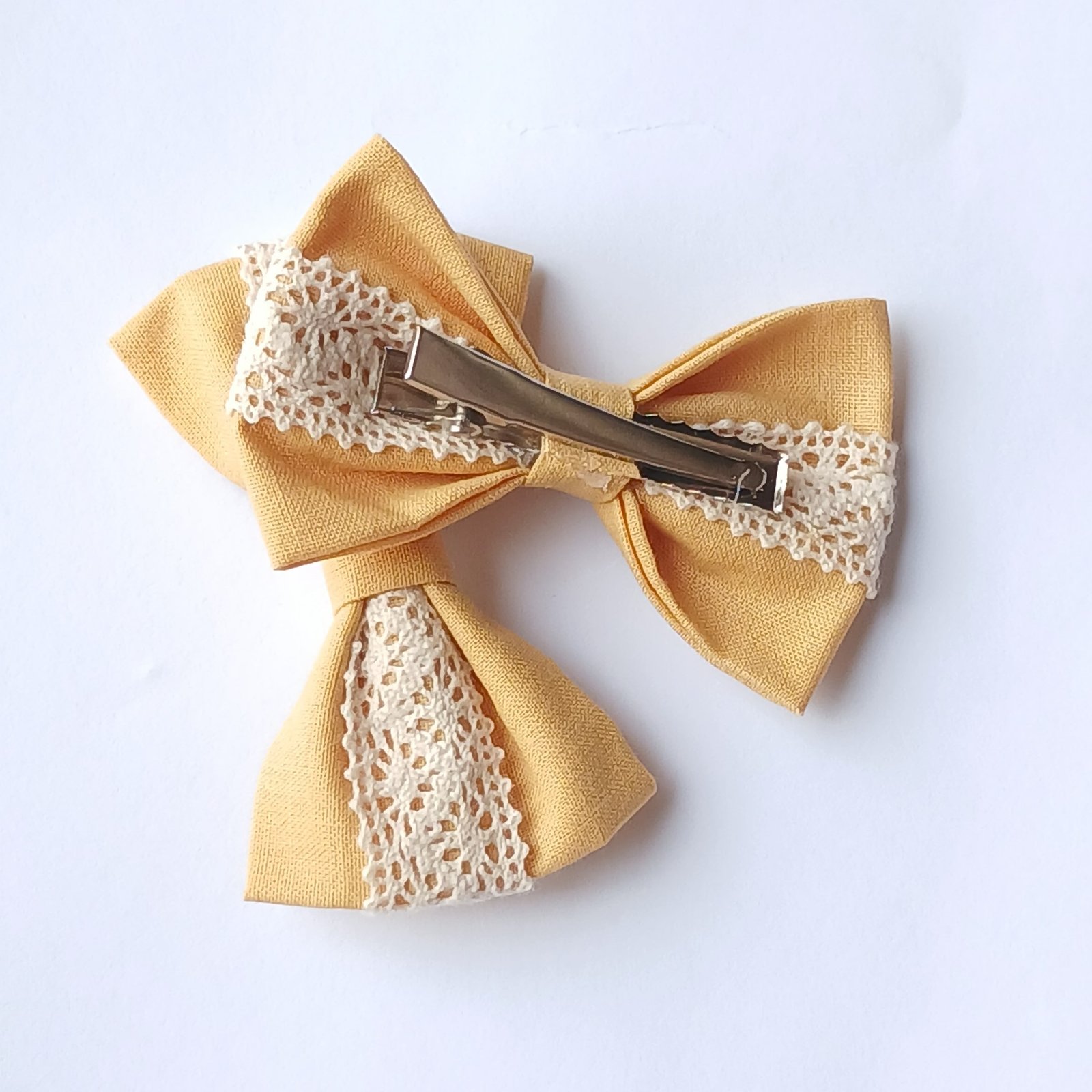 Handmade Cotton Lace Bow Pin - Image 2