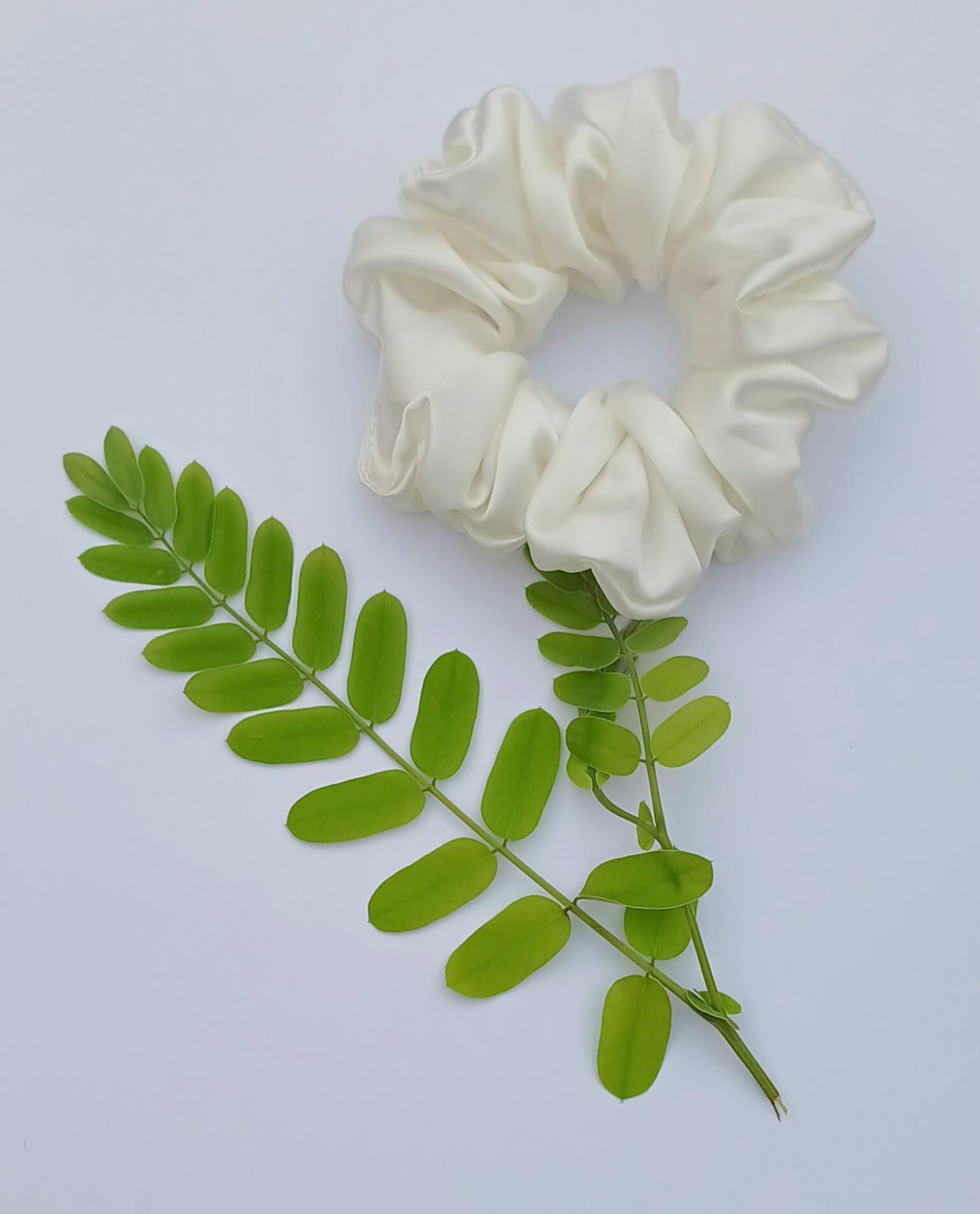 Handmade Off-White Silk Scrunchie - Image 2