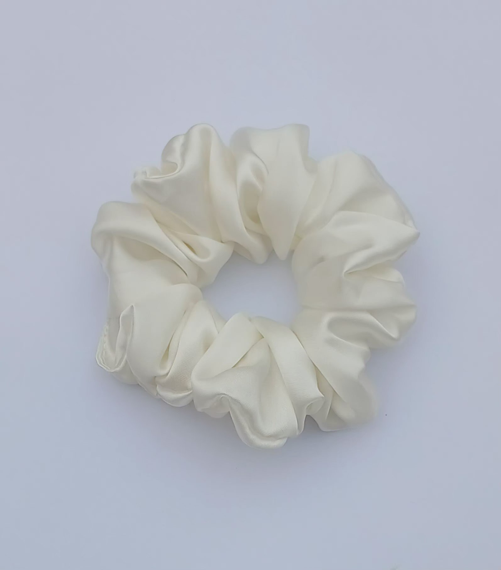 Handmade Off-White Silk Scrunchie