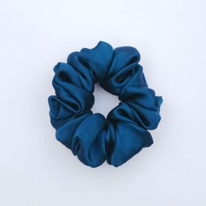 Handmade Teal Blue Silk Scrunchie