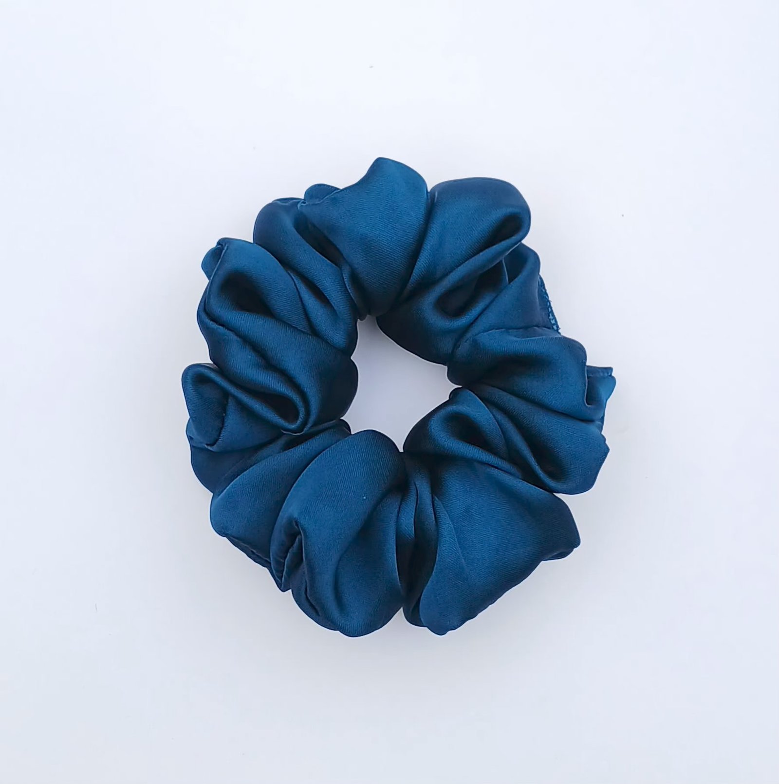 Handmade Teal Blue Silk Scrunchie