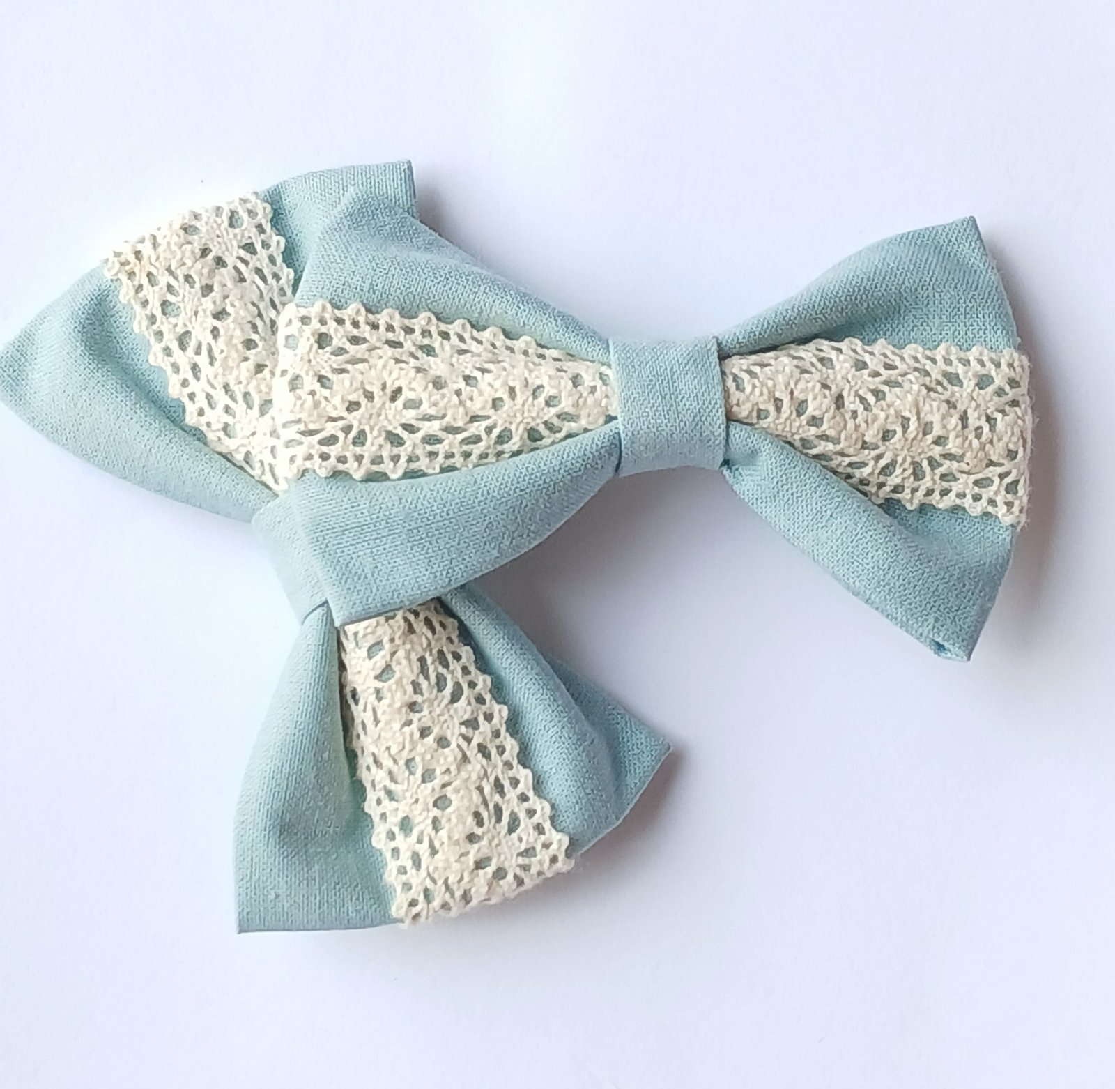 Handmade Cotton Lace Bow Pin - Image 3
