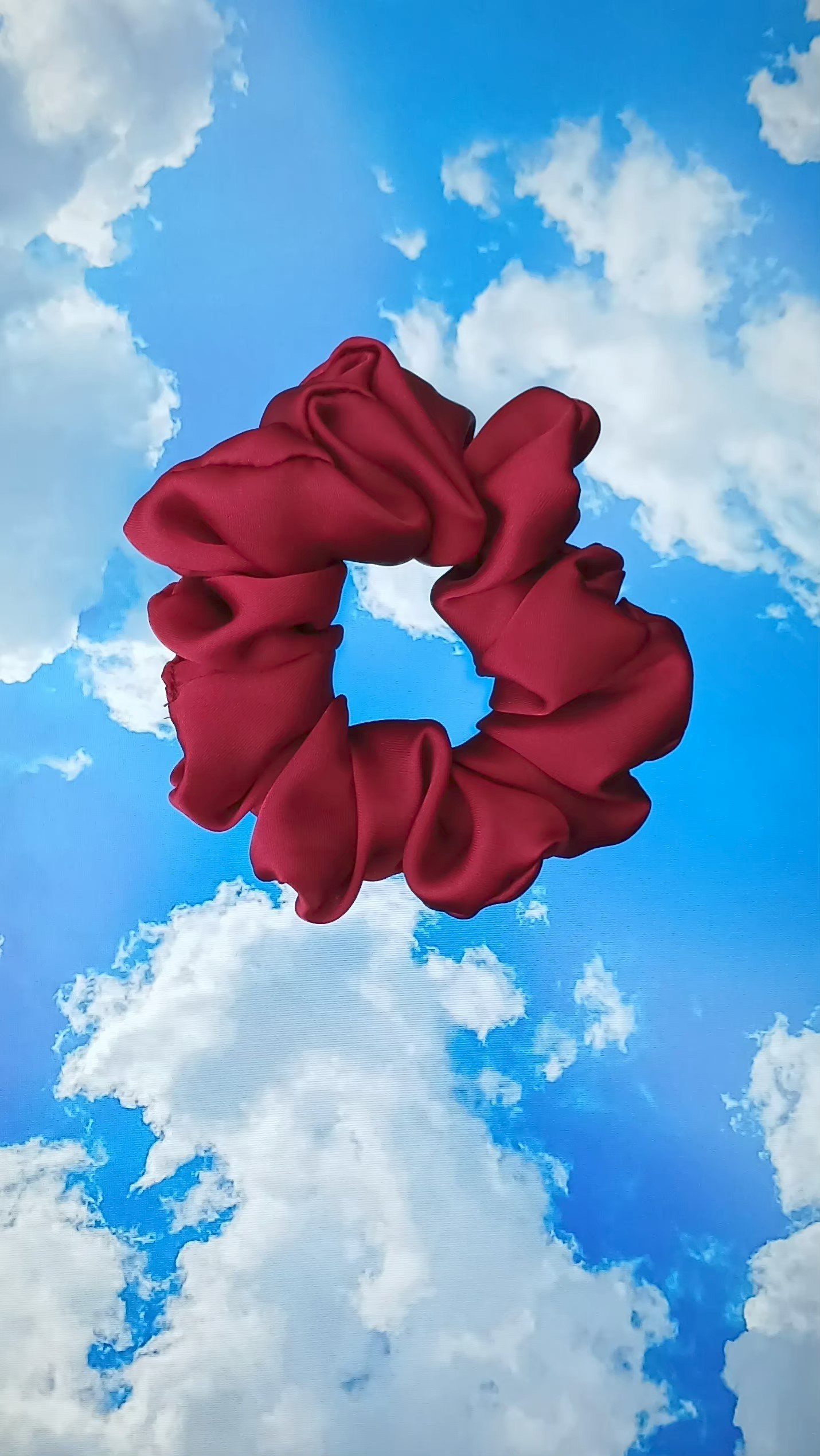 Handmade Maroon Silk Scrunchie - Image 3