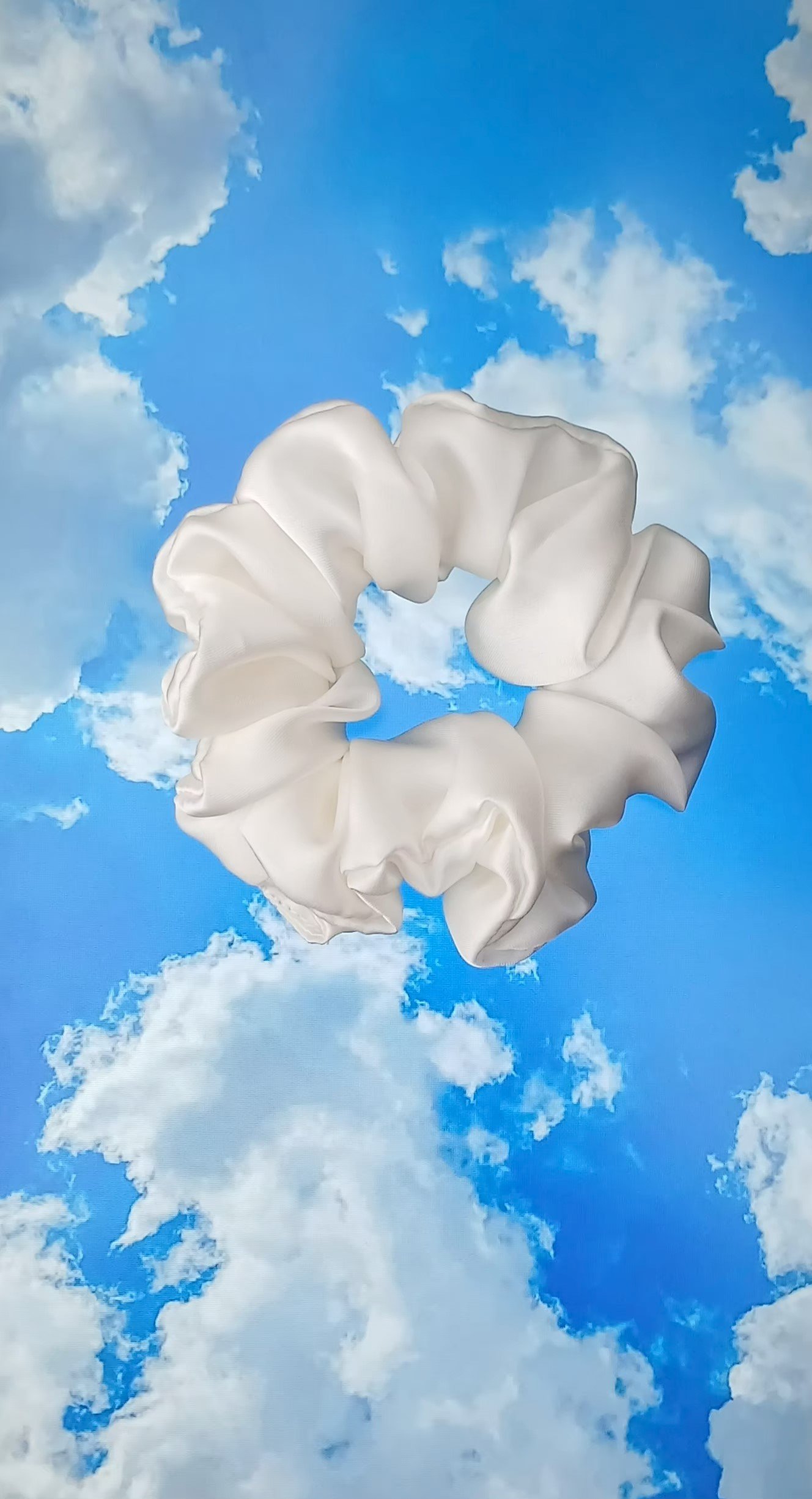 Handmade Off-White Silk Scrunchie - Image 3