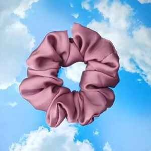 Handmade Mauve Taupe Silk Scrunchie