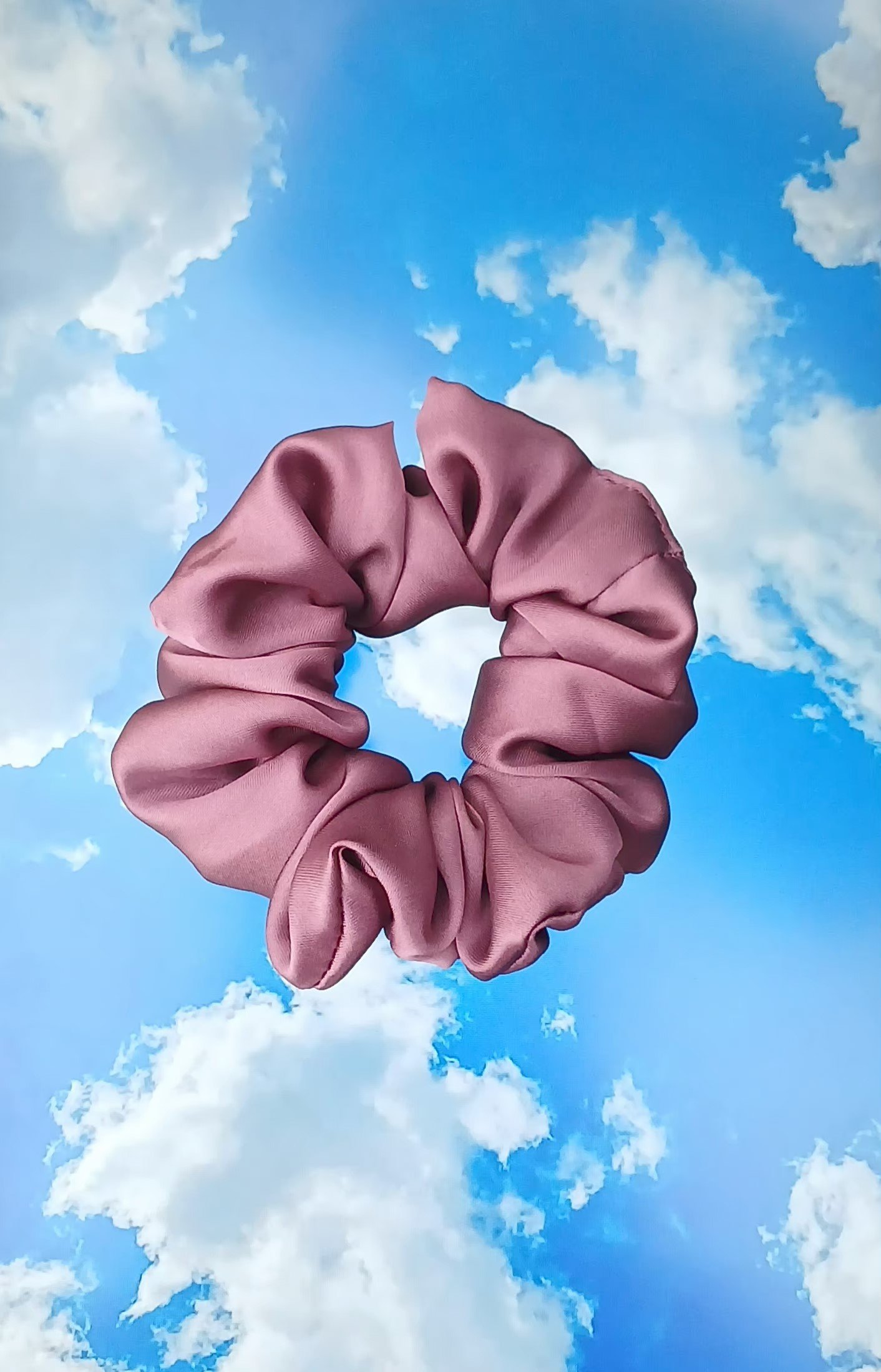 Handmade Mauve Taupe Silk Scrunchie