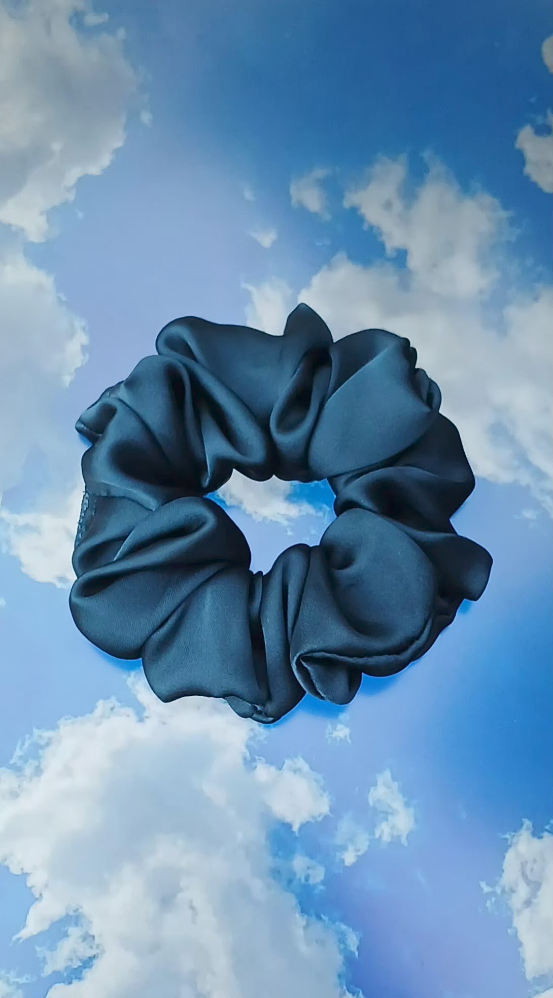 Handmade Teal Blue Silk Scrunchie - Image 2