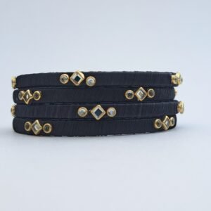 Handcrafted Black Silk Thread Bangle Set