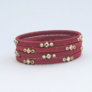 Handcrafted Maroon Silk Thread Kundan Bangle Set