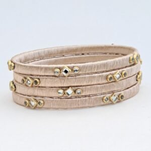 Handcrafted Beige Silk Thread Kundan Bangle Set
